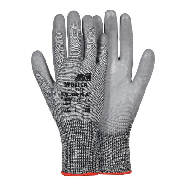 12 Pares - Guantes de Trabajo Stretch Cofra de Poliuretano Middler G096-D100