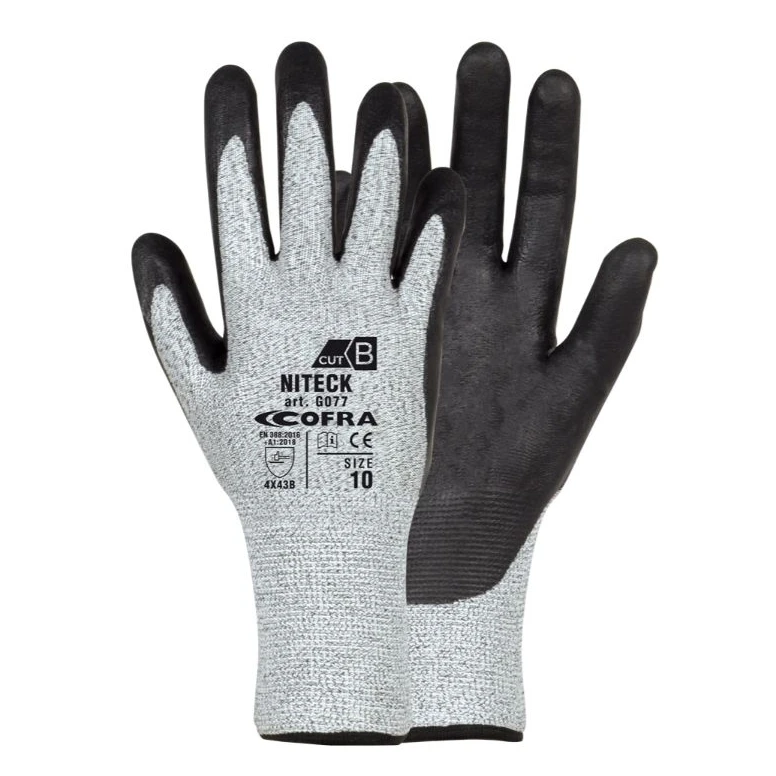 12 Pares - Guantes de Trabajo Cofra de Nitrilo Niteck G077-DD00