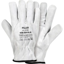 12 Pares - Guantes de Trabajo Stretch Cofra de Cuero Serraje Pillar G106-DD00
