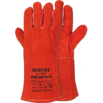 12 Pares - Guantes de Trabajo Cofra Redfire de Cuero Serraje G201-DD00