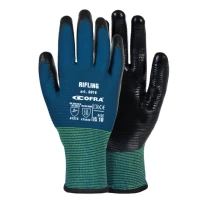 12 Pares - Guantes de Trabajo Cofra Riflin de Nitrilo G018-DD00
