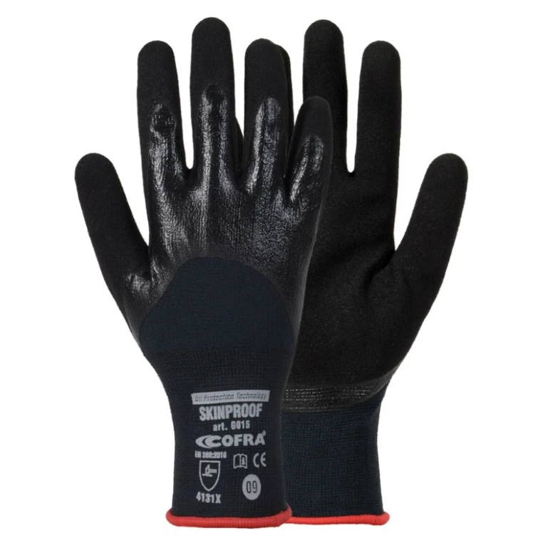 12 Pares - Guantes de Trabajo Stretch Cofra de Nitrilo Skinproof G015-DD00
