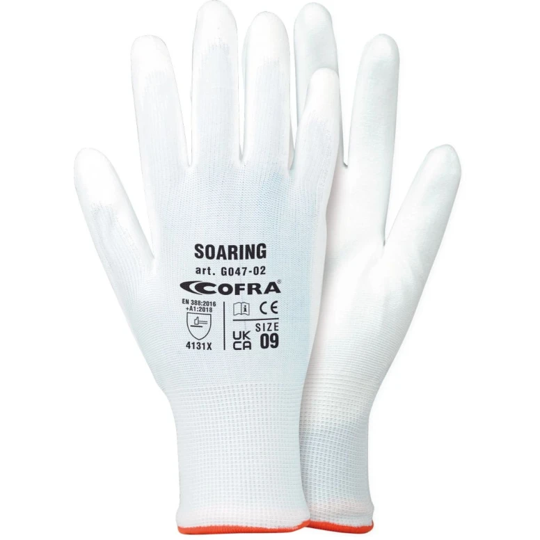 12 Pares - Guantes de Trabajo Cofra Soaring de Poliuretano G047-D102
