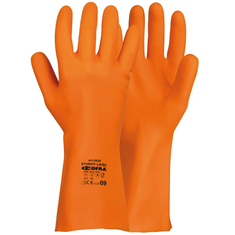 12 Pares - Guantes de Trabajo Cofra Sturdu-Latex de Látex G620-D100