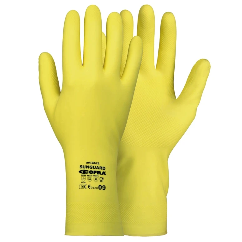 12 Pares - Guantes de Trabajo Cofra Sunguard de Látex G621-D100