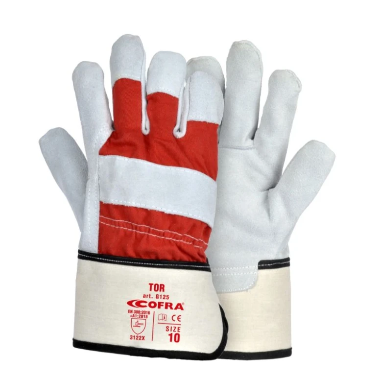 12 Pares - Guantes de Trabajo Cofra Tor de Cuero G125-DD00