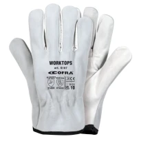 12 Pares - Guantes de Trabajo Cofra Worktops de Cuero G107-DD00