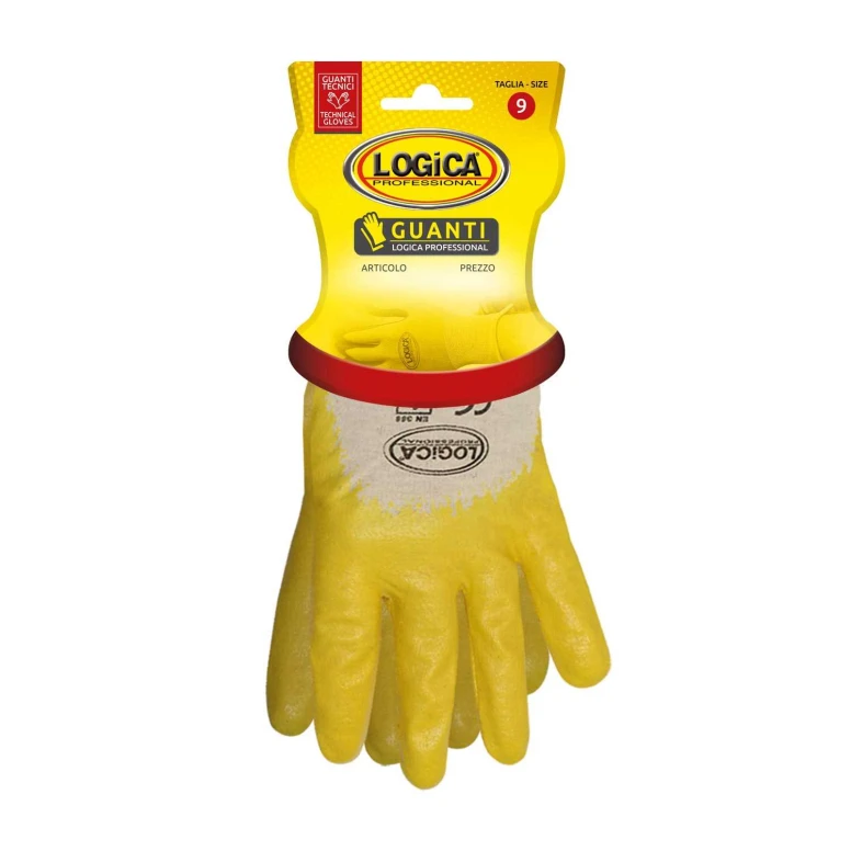 12 Pares - Guantes de Trabajo Recubiertos en Nitrilo Logica 0158PLUS