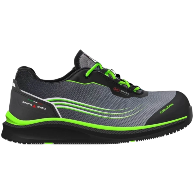 Zapatos de seguridad bajos ultraligeros GShark Squash 2.0 Verde S3 SRC transpirables cómodos antideslizantes
