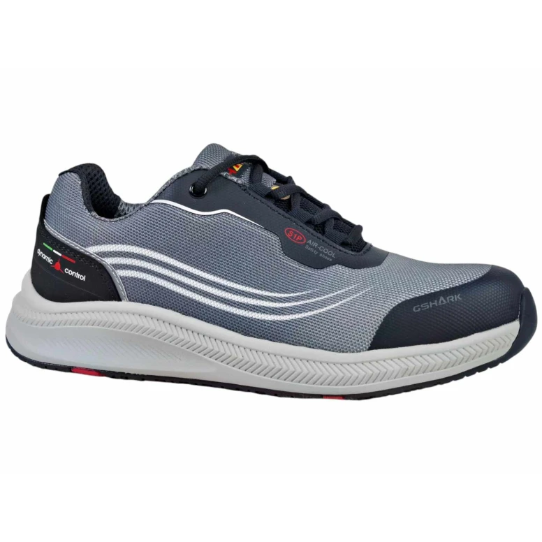 Zapatos de seguridad bajos ultraligeros GShark Squash 2.0 Grises S3 SRC transpirables cómodos antideslizantes