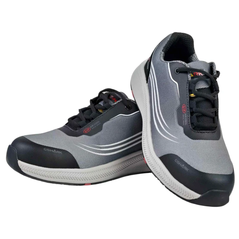 Zapatos de seguridad bajos ultraligeros GShark Squash 2.0 Grises S3 SRC transpirables cómodos antideslizantes