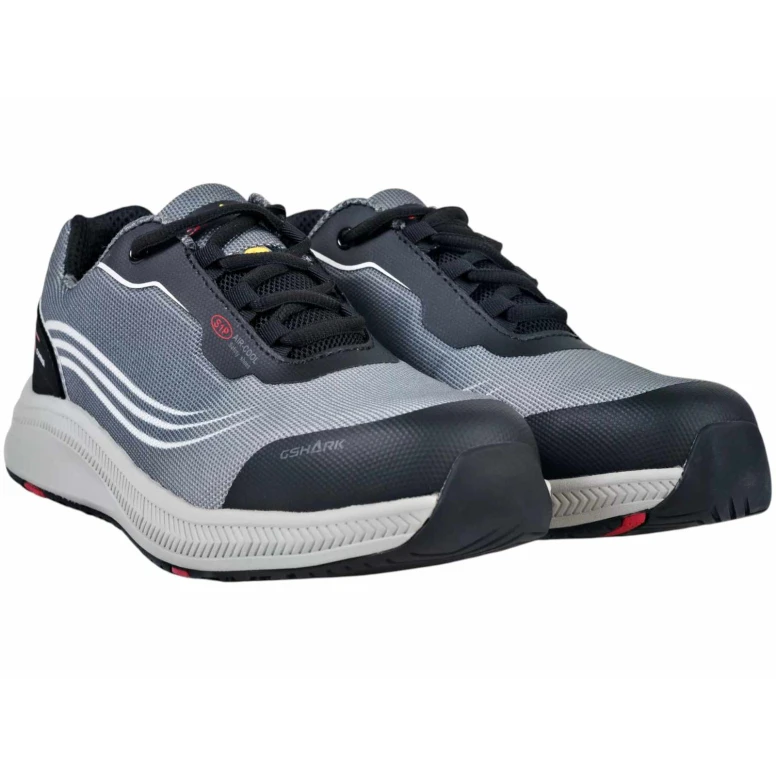 Zapatos de seguridad bajos ultraligeros GShark Squash 2.0 Grises S3 SRC transpirables cómodos antideslizantes