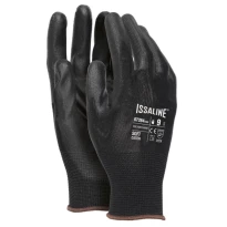 Liquidación total - 12 Pares - Guantes de trabajo de Poliuretano Recubierto PU - Issa Line 07284 color negro Número 11