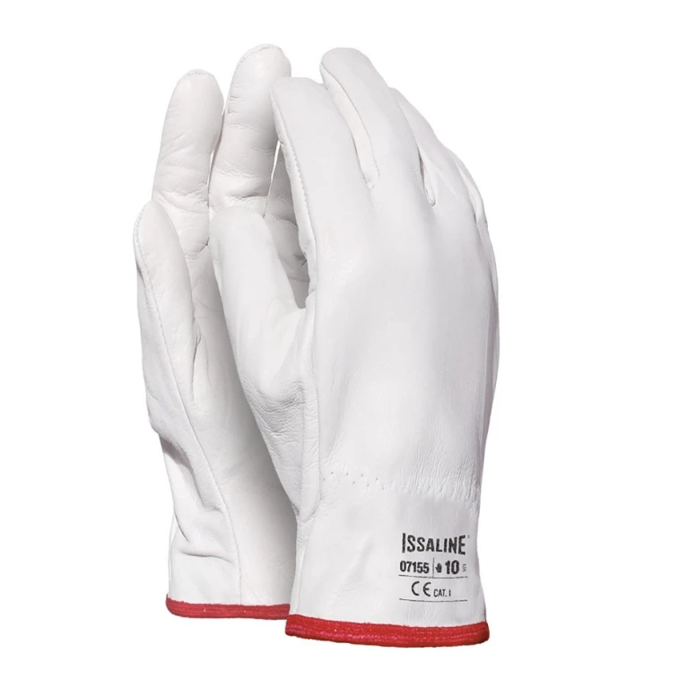12 Pares - Guantes de trabajo de cuero de vacuno forrados - Issa Line 07155