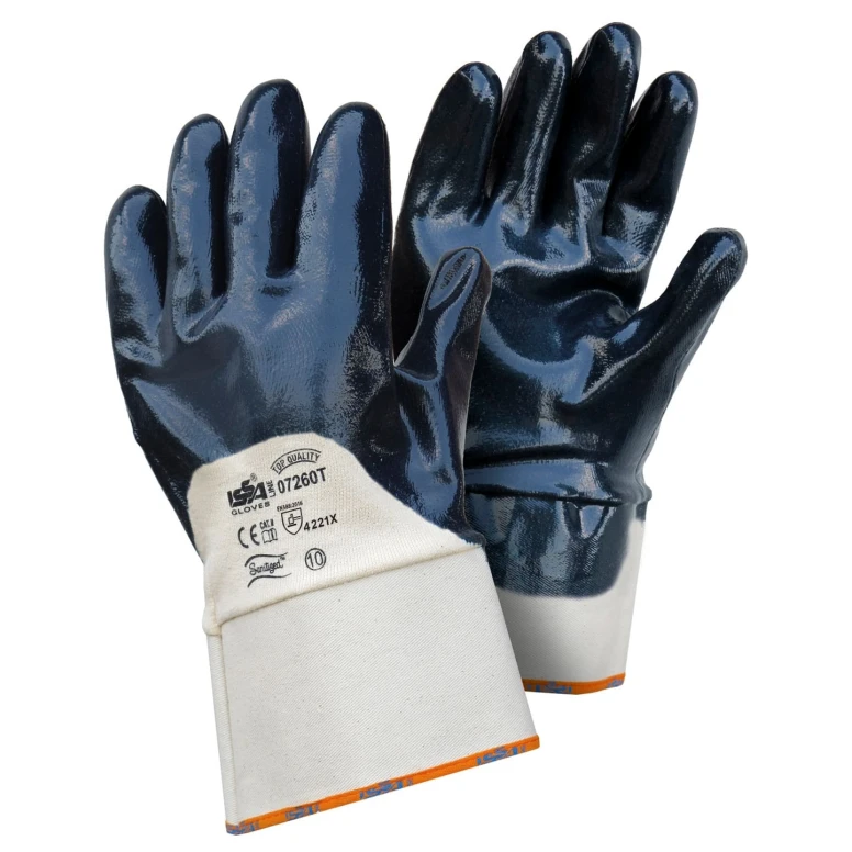 12 Pares - Guantes NBR de calidad TOP con puño de 7 cm Dorso ventilado 07260T