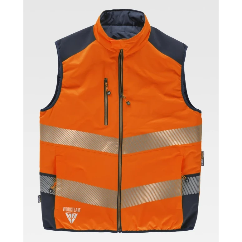 Chaleco de Trabajo Reversible Alta Visibilidad Acolchado Workteam C8250