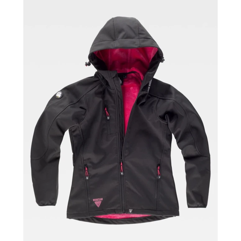 Chaqueta de Trabajo para Mujer Workteam Workshell Multibolsillos con Capucha S9494