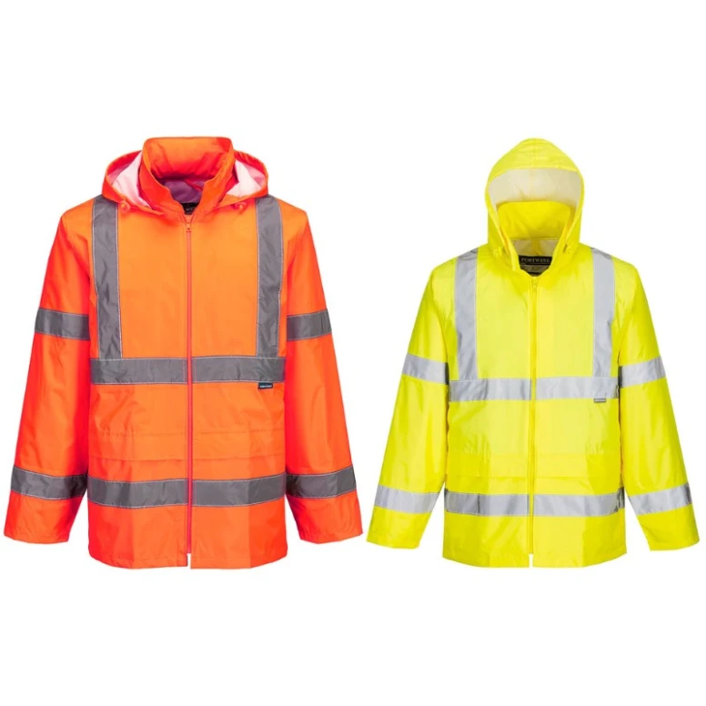 Chaqueta de Trabajo Alta Visibilidad Impermeable Multibolsillos con Capucha Portwest H440