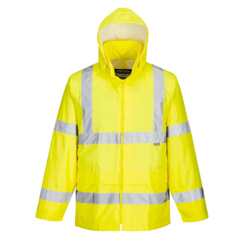 Chaqueta de Trabajo Alta Visibilidad Impermeable Multibolsillos con Capucha Portwest H440