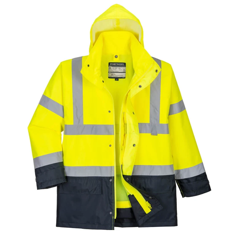 Chaqueta de Trabajo Alta Visibilidad Multibolsillos Impermeable 5 en 1 Executive Portwest S768