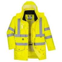 Chaqueta de Trabajo Alta Visibilidad Impermeable Multibolsillos con Capucha 7 en 1 Traffic Portwest S427