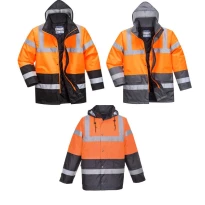 Chaqueta de Trabajo Alta Visibilidad Impermeable Multibolsillos Bicolor con Capucha Traffic Portwest S467