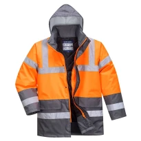 Chaqueta de Trabajo Alta Visibilidad Impermeable Multibolsillos Bicolor con Capucha Traffic Portwest S467