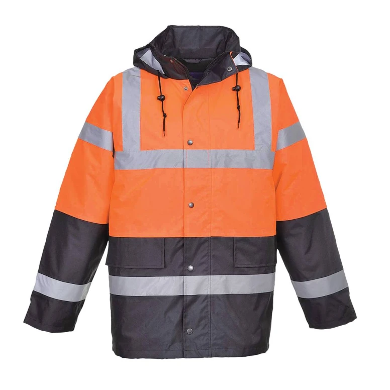 Chaqueta de Trabajo Alta Visibilidad Impermeable Multibolsillos Bicolor con Capucha Traffic Portwest S467