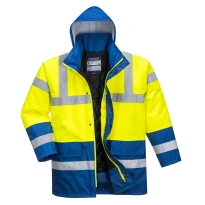 Chaqueta de Trabajo Alta Visibilidad Impermeable Multibolsillos Bicolor con Capucha Traffic Portwest S466