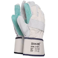 12 Pares - Guantes de trabajo en cuero crustáceo de bovino - Issa Line 07104