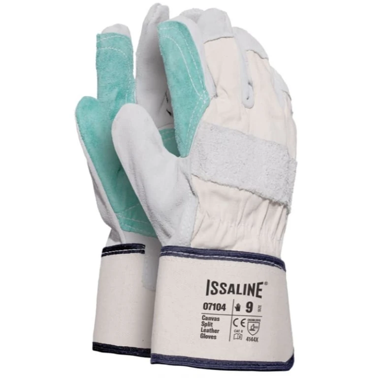 12 Pares - Guantes de trabajo en cuero crustáceo de bovino - Issa Line 07104