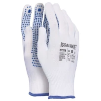 12 Pares - Guantes de trabajo polipunteados de PVC - Issa Line 07208