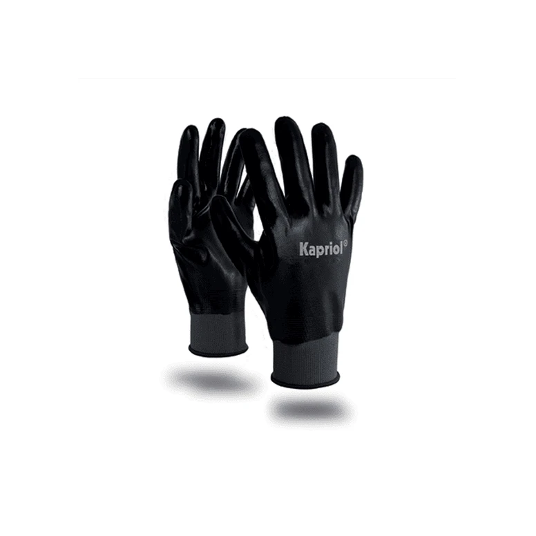 12 Pares - Guantes de trabajo Kapriol de nitrilo All Black 127703