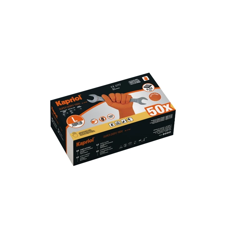 50 piezas - Guantes desechables Kapriol SUPER GRIP NITRILE 127762