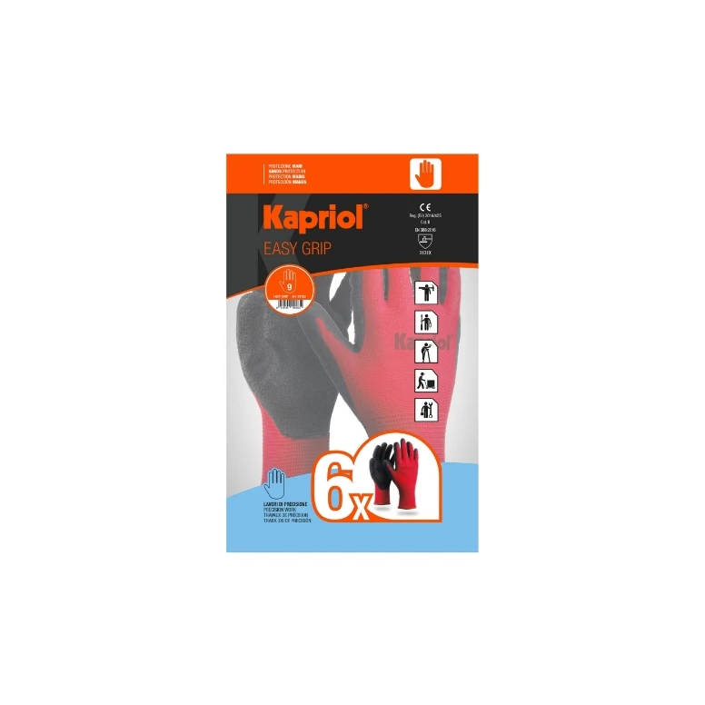12 pares – Guantes de trabajo anticorte Kapriol En Látex EASY GRIP 128020