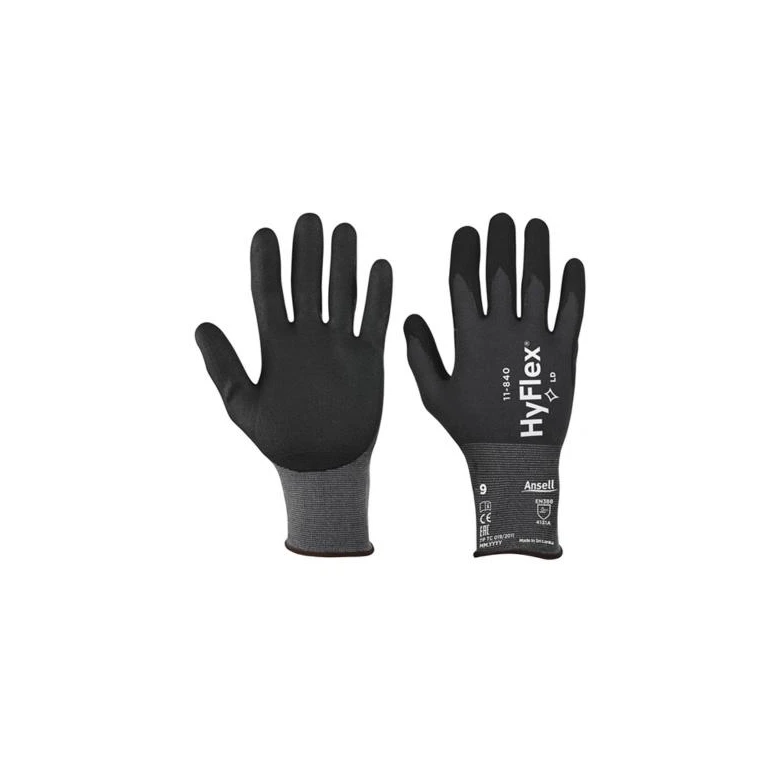 12 piezas - Guantes de trabajo Ansell Guante Hyflex 11-840 GGU977 anticalor