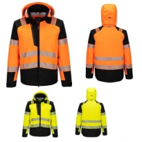 Chaqueta de Trabajo Portwest Alta Visibilidad T166 PW3 Hi-Vis Multibolsillos Impermeable Stretch