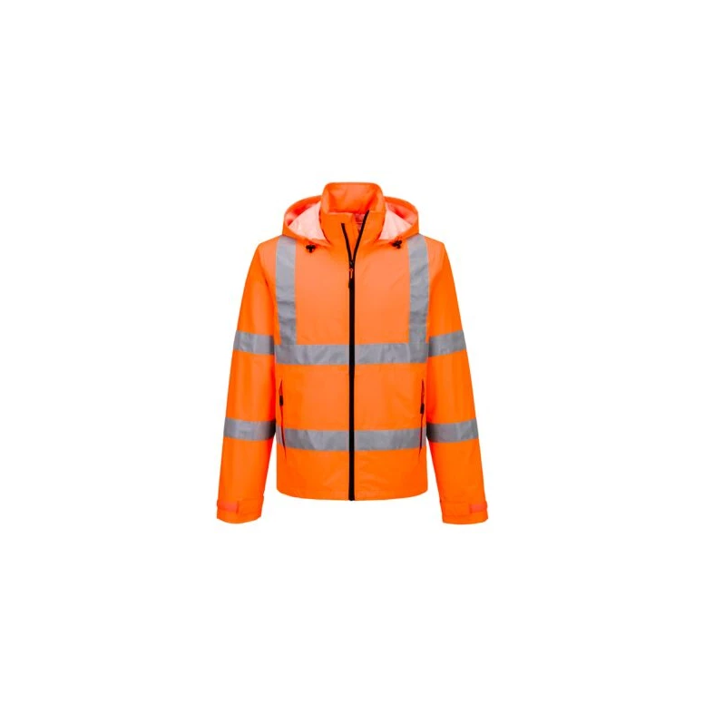 Chaqueta de Trabajo Portwest Alta Visibilidad Ligera Plegable Hi-Vis S164 Impermeable Multibolsillos