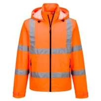 Chaqueta de Trabajo Portwest Alta Visibilidad Ligera Plegable Hi-Vis S164 Impermeable Multibolsillos