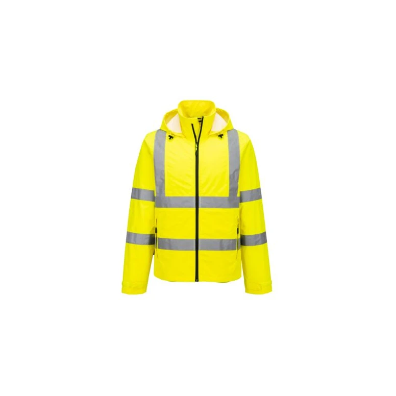 Chaqueta de Trabajo Portwest Alta Visibilidad Ligera Plegable Hi-Vis S164 Impermeable Multibolsillos