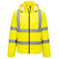 Chaqueta de Trabajo Portwest Alta Visibilidad Ligera Plegable Hi-Vis S164 Impermeable Multibolsillos