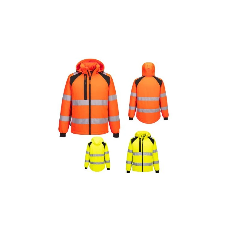 Chaqueta de trabajo Portwest alta visibilidad CD809 Softshell WX2 acolchada multibolsillos impermeable