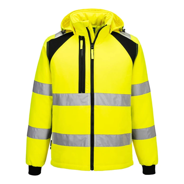 Chaqueta de trabajo Portwest alta visibilidad CD809 Softshell WX2 acolchada multibolsillos impermeable