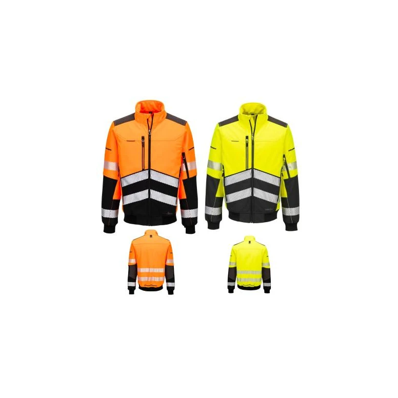 Chaqueta de trabajo Portwest alta visibilidad EV468 Softshell multibolsillos impermeable stretch