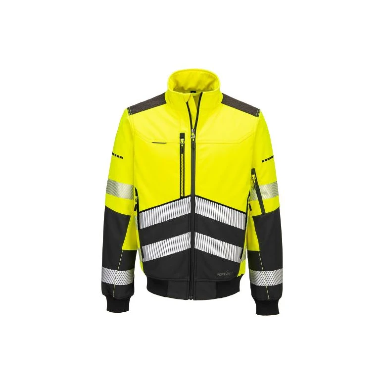 Chaqueta de trabajo Portwest alta visibilidad EV468 Softshell multibolsillos impermeable stretch