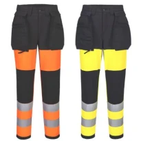 Pantalón de Trabajo Portwest Alta Visibilidad Service WX2 CD847 Multibolsillos Stretch Mujer