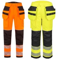 Pantalón de Trabajo Portwest Alta Visibilidad FR427 Ignífugo Multibolsillos Resistente al Calor Antiestático Impermeable