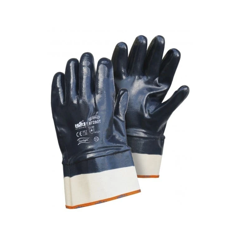 12 Pares - Guante NBR con puño de 7 cm Dorso recubierto - Calidad TOP 07280T