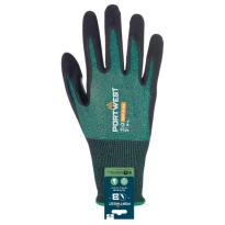 12 Piezas - Guantes de Trabajo Portwest APR15 Recubiertos de Nitrilo Ecológicos y Compatibles con Pantalla Táctil