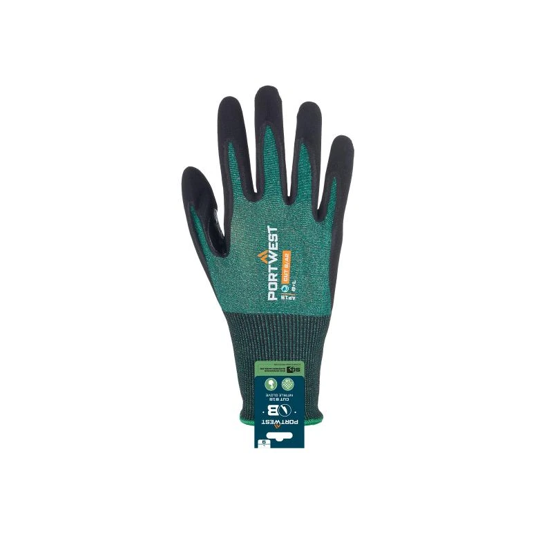 12 Piezas - Guantes de Trabajo Portwest APR15 Recubiertos de Nitrilo Ecológicos y Compatibles con Pantalla Táctil